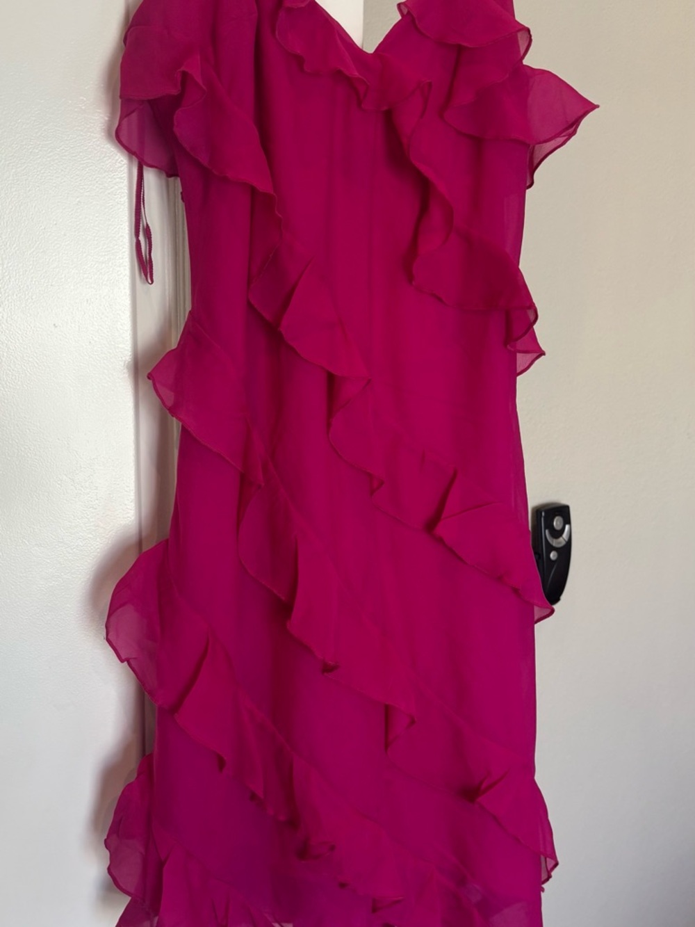 Abercrombie & Fitch Fuchsia Ruffle Midi Asymmetrical Dress